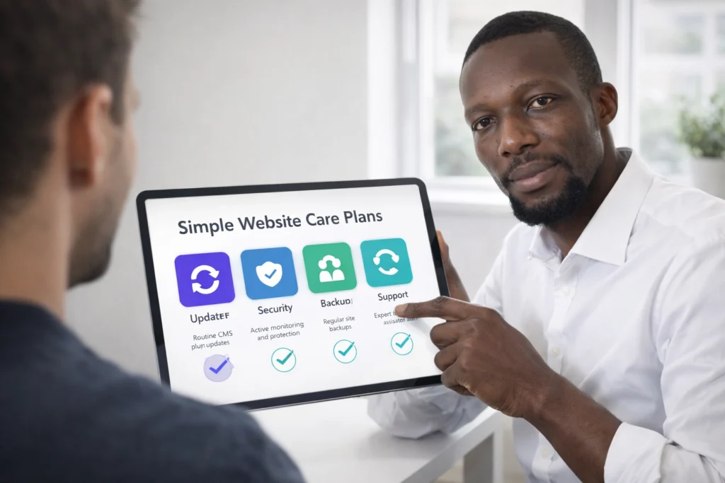 Consultant Explaining Website Care Plans 1024x683