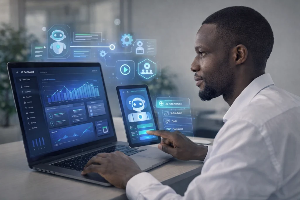 Focused Entrepreneur With AI Tools 1024x683