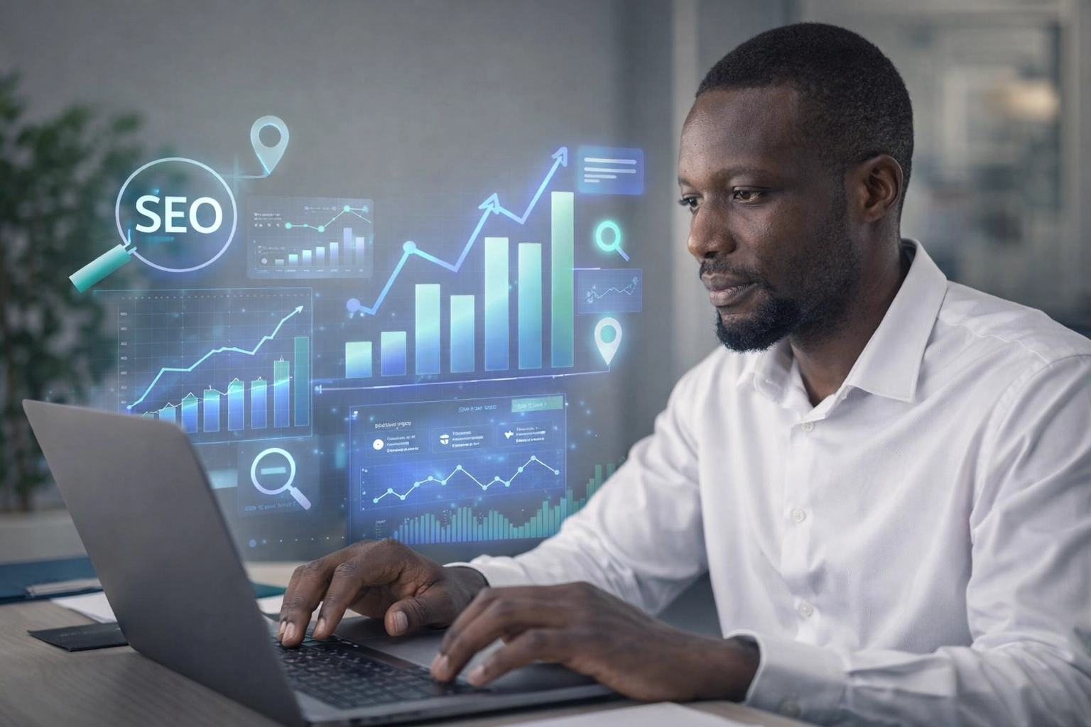 Focused Professional Working With SEO Data