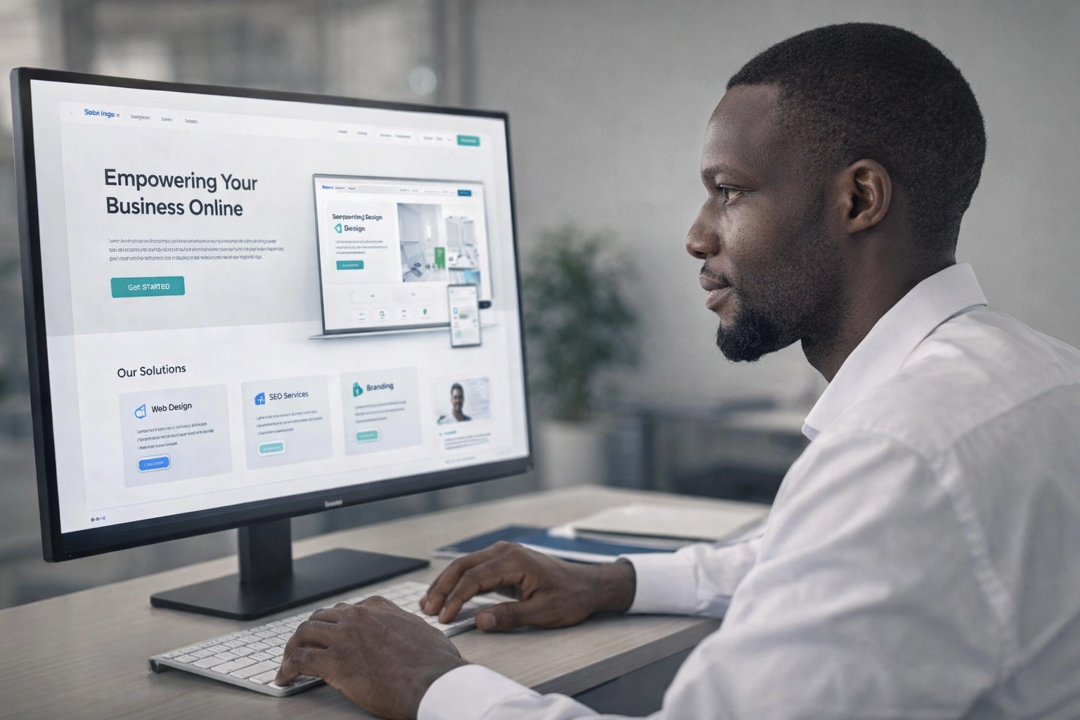 Web Professional Reviewing Modern Website Design